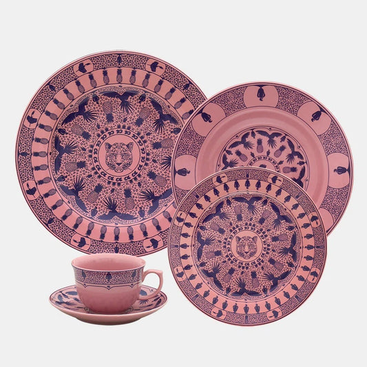 Oxford Flamingo Terra Brasilis, Utopia Porcelain 20-piece Dinnerware Set, Service for 4