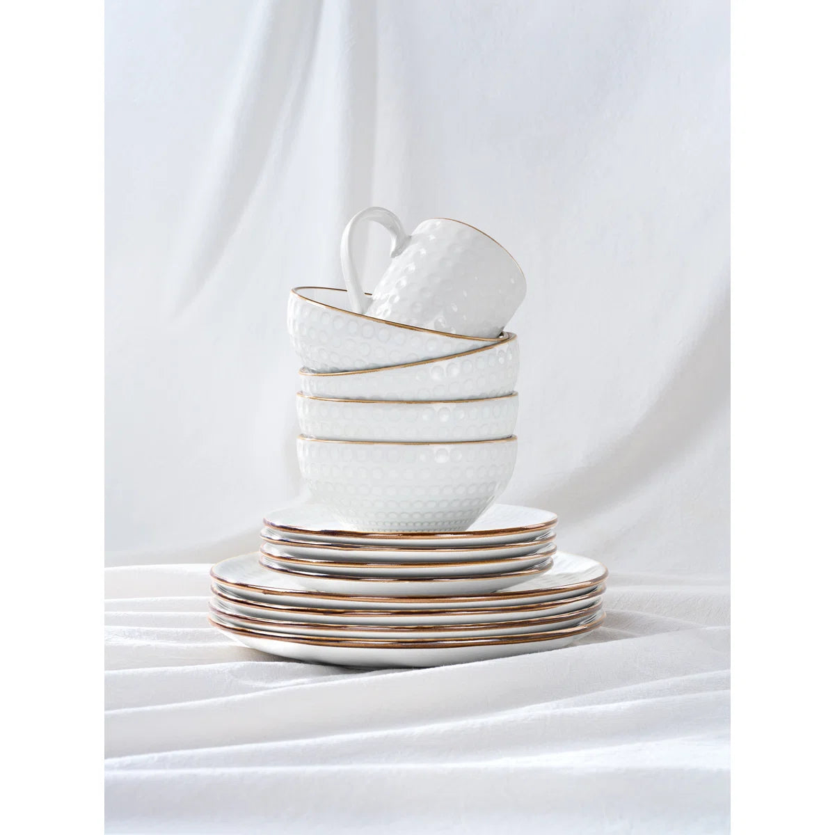 24 Piece Stoneware Dinnerware Set, Plates and Bowls Set for 8