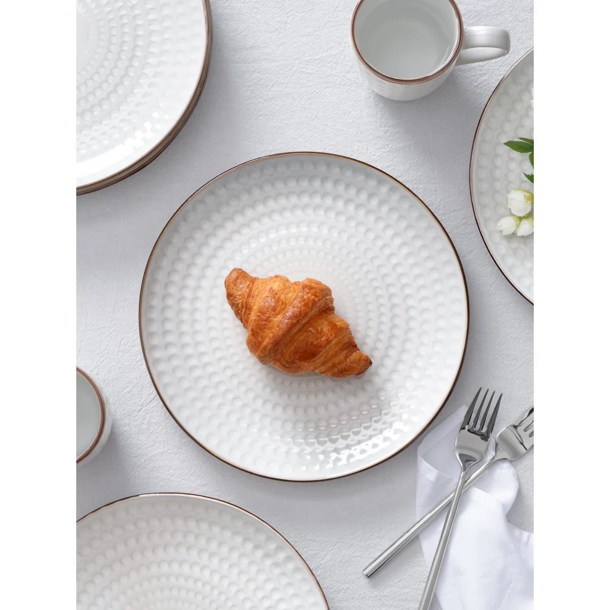 24 Piece Stoneware Dinnerware Set, Plates and Bowls Set for 8