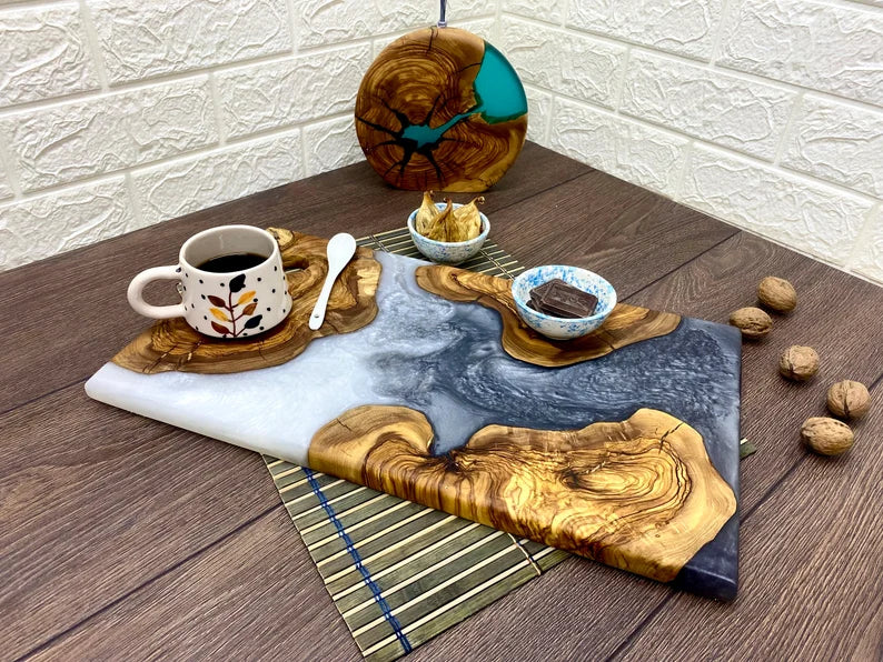 Personalized Charcuterie Board, Custom Cutting Board, Resin and Olive Wood Cheese Board, Kitchen and Dining, Epoxy Resin Art, New Home Gift